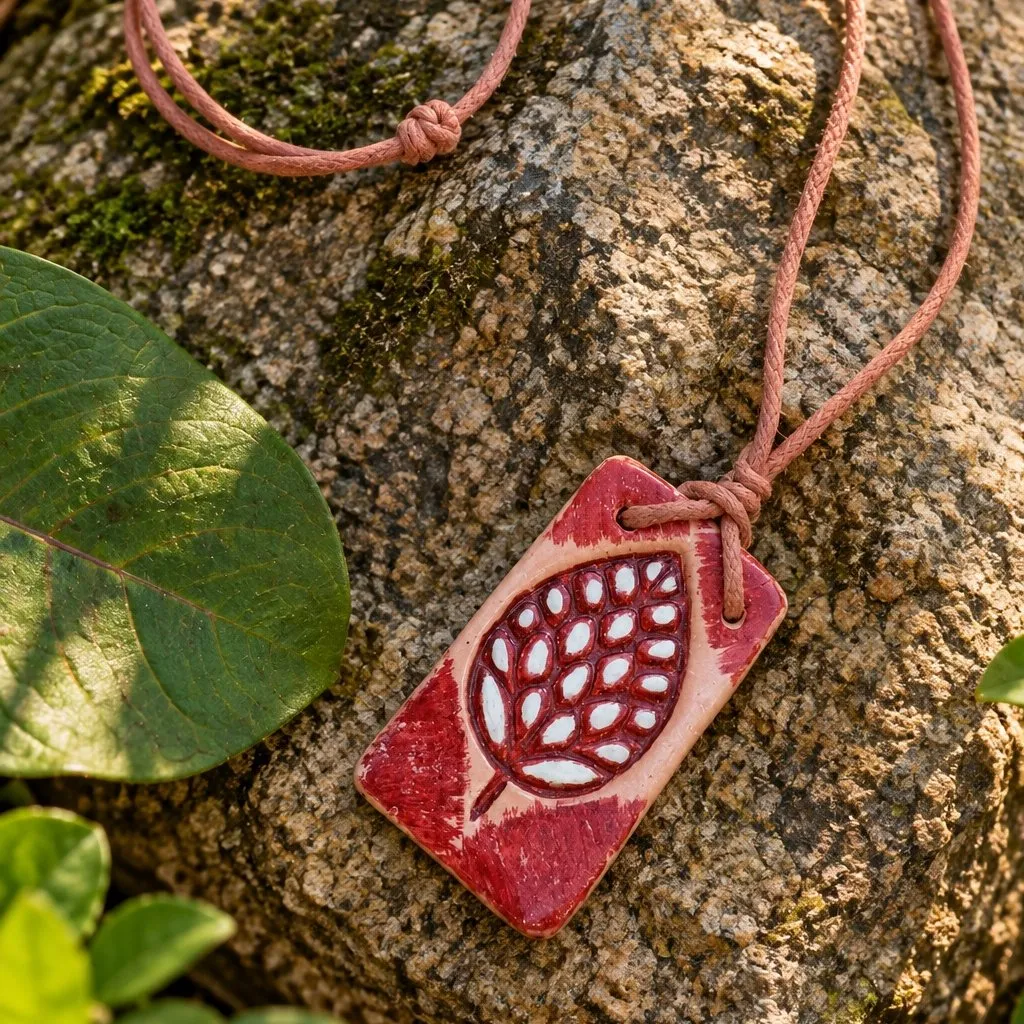 Colar Folha da Terra em Cerâmica Artesanal