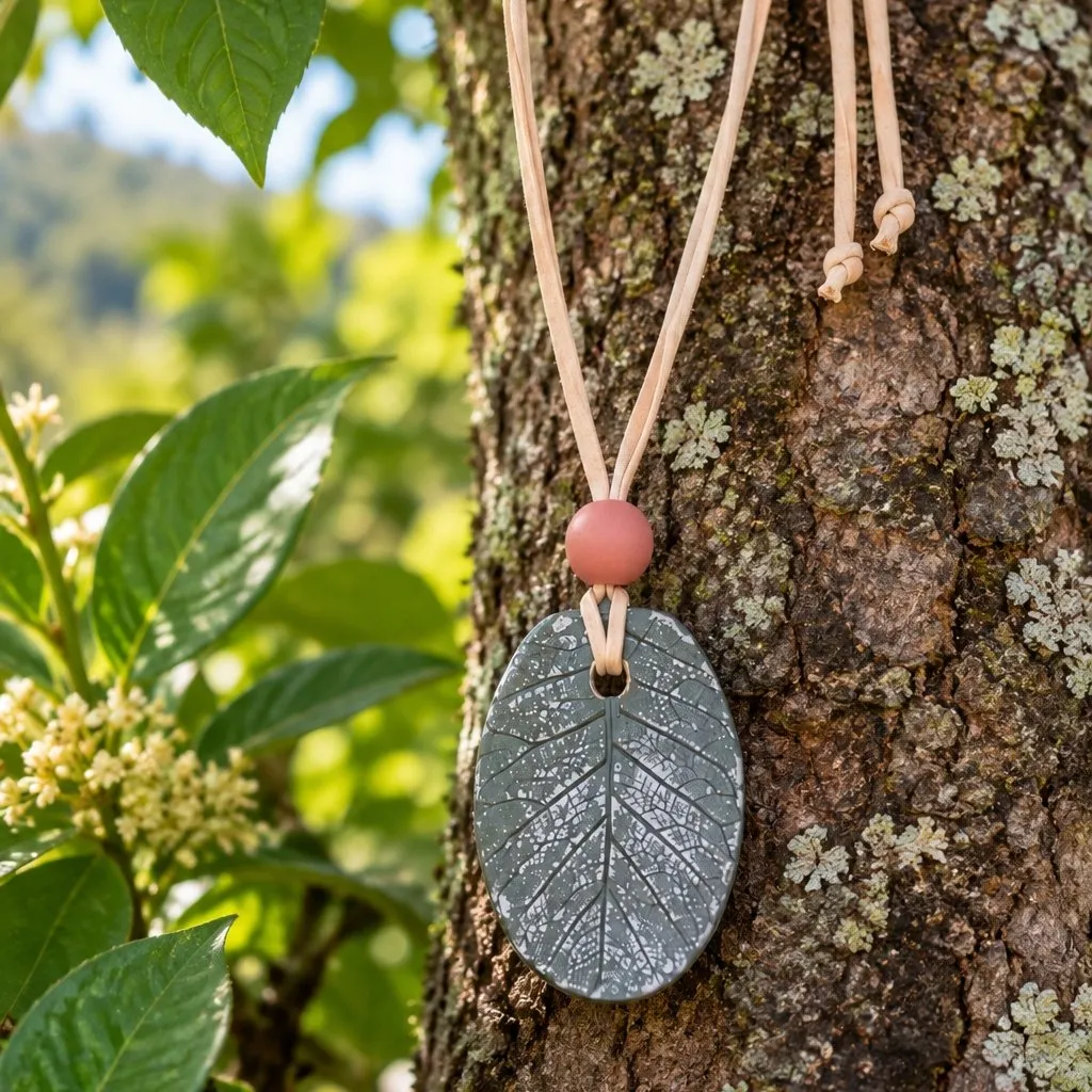 Colar Folha da Terra em Cerâmica Artesanal