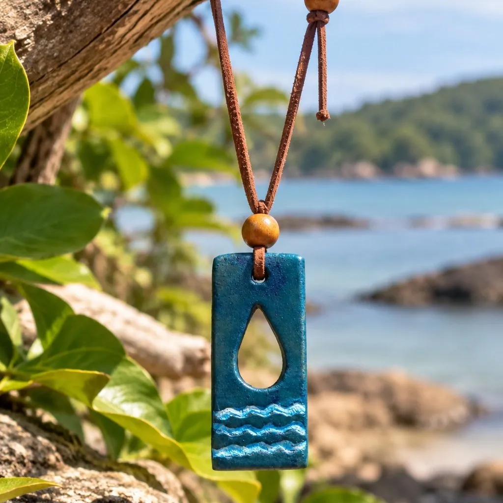 Colar Gota das Águas em Cerâmica Artesanal