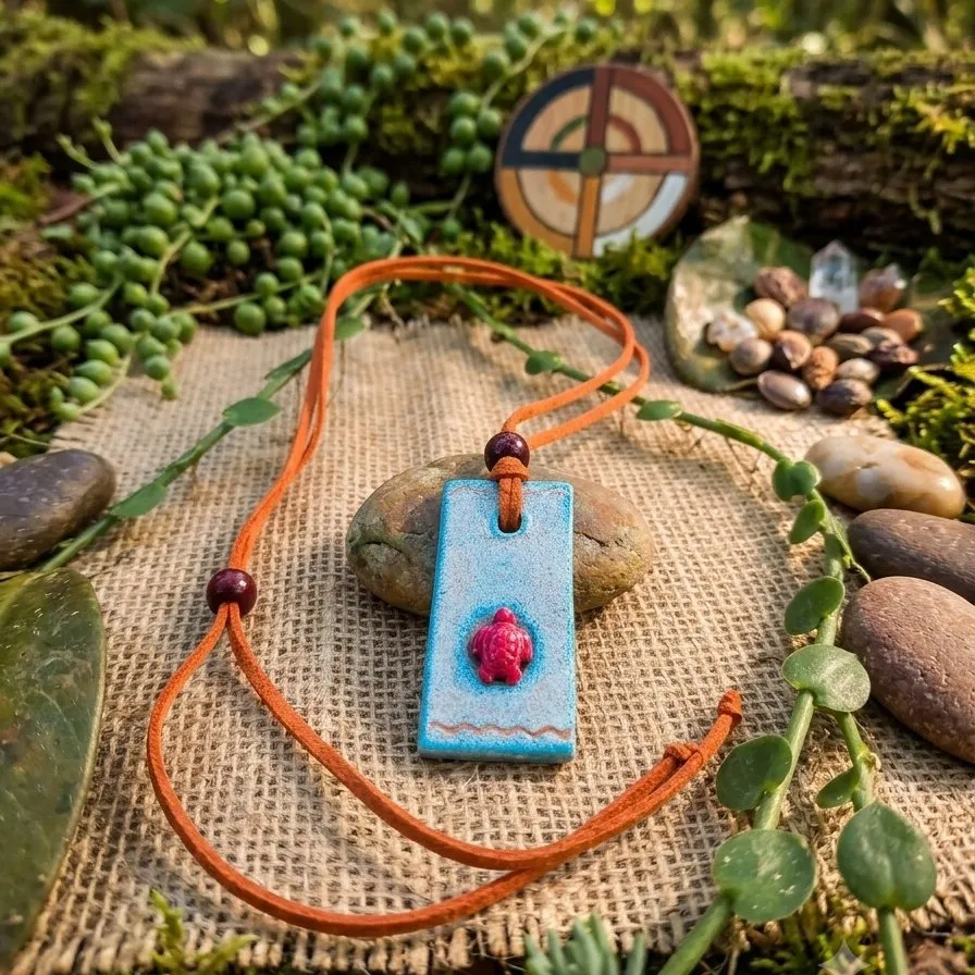 Colar Artesanal em Cerâmica – Tartaruga