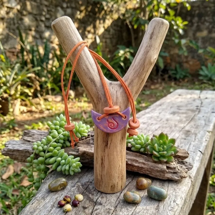 Colar Artesanal em Cerâmica – Lua Espiral - foto 2