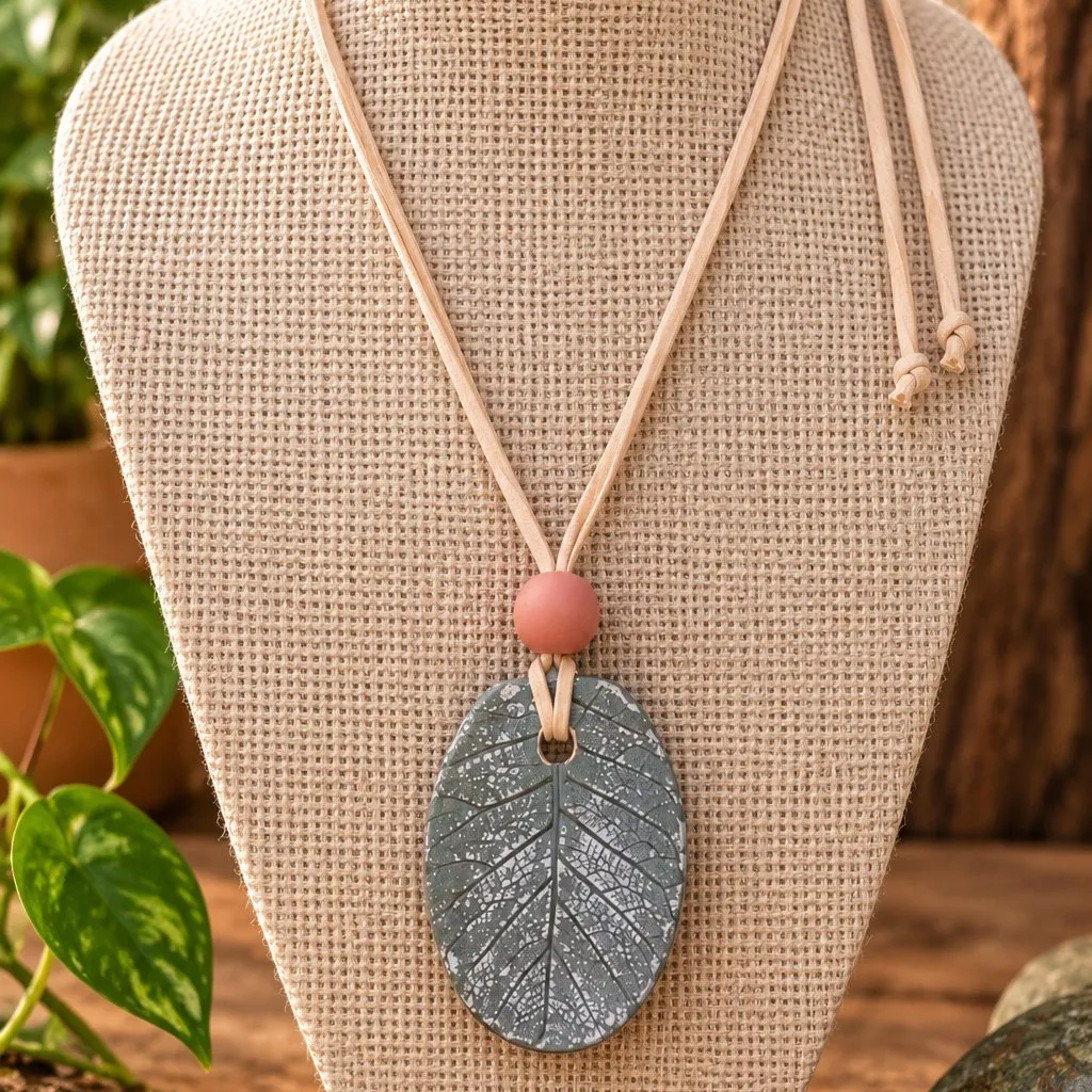 Colar Folha da Terra em Cerâmica Artesanal - foto 2